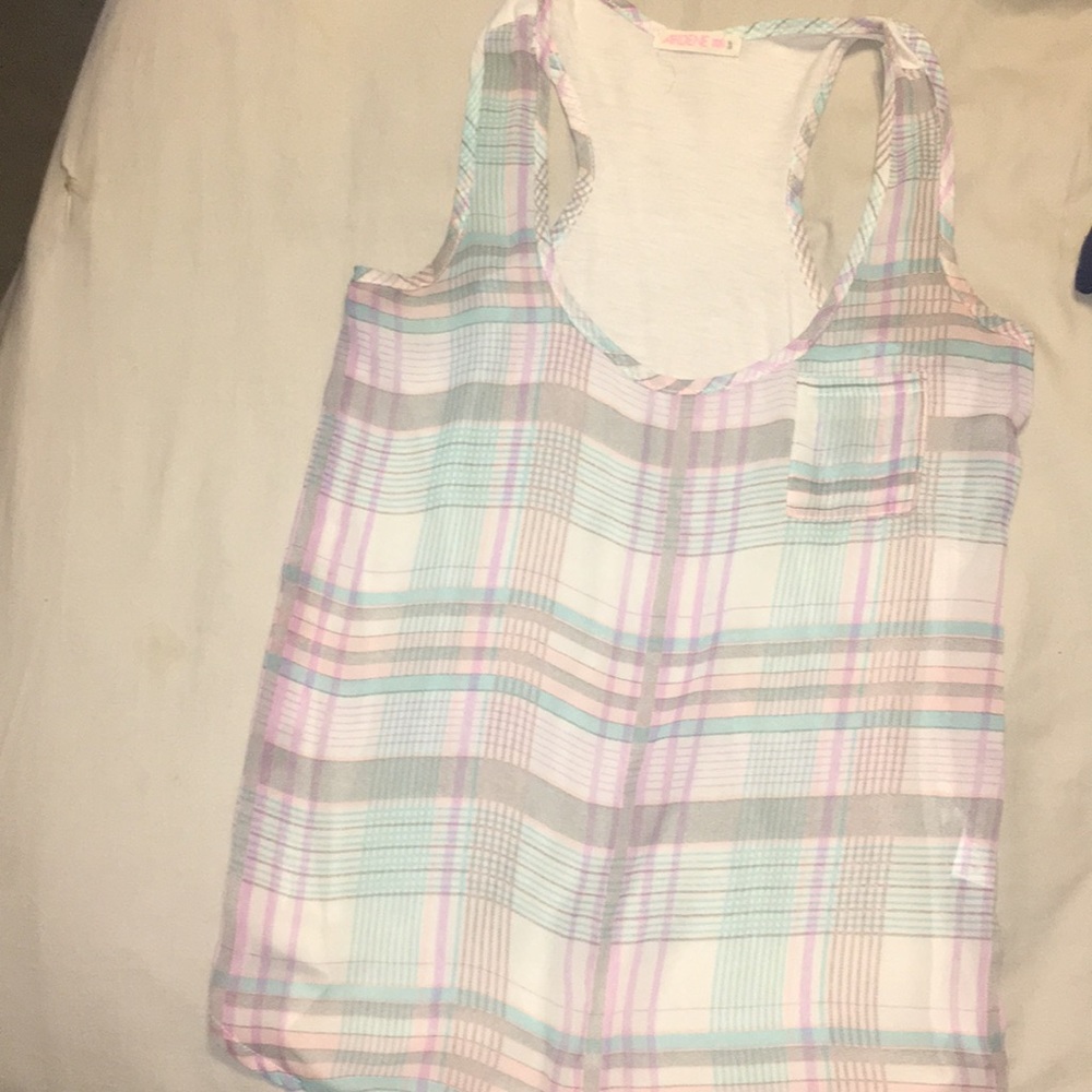 Plaid multi colored blouse